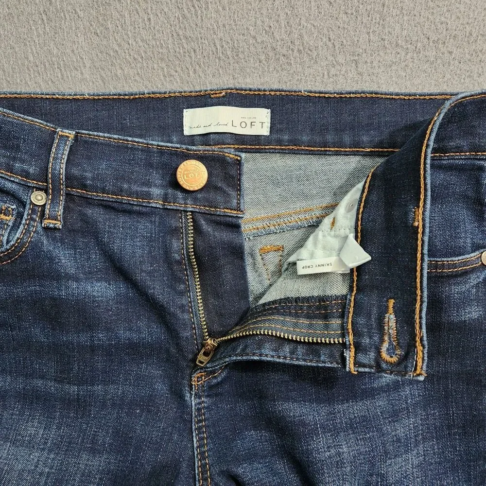 Ann Taylor LOFT Cropped Jeans Women 27/4 Dark Wash Low Rise Skinny